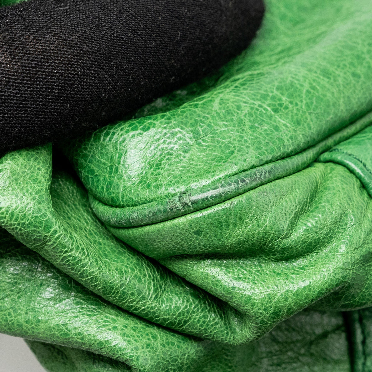 Balenciaga authentic luxury handbag Green leather craftsmanship