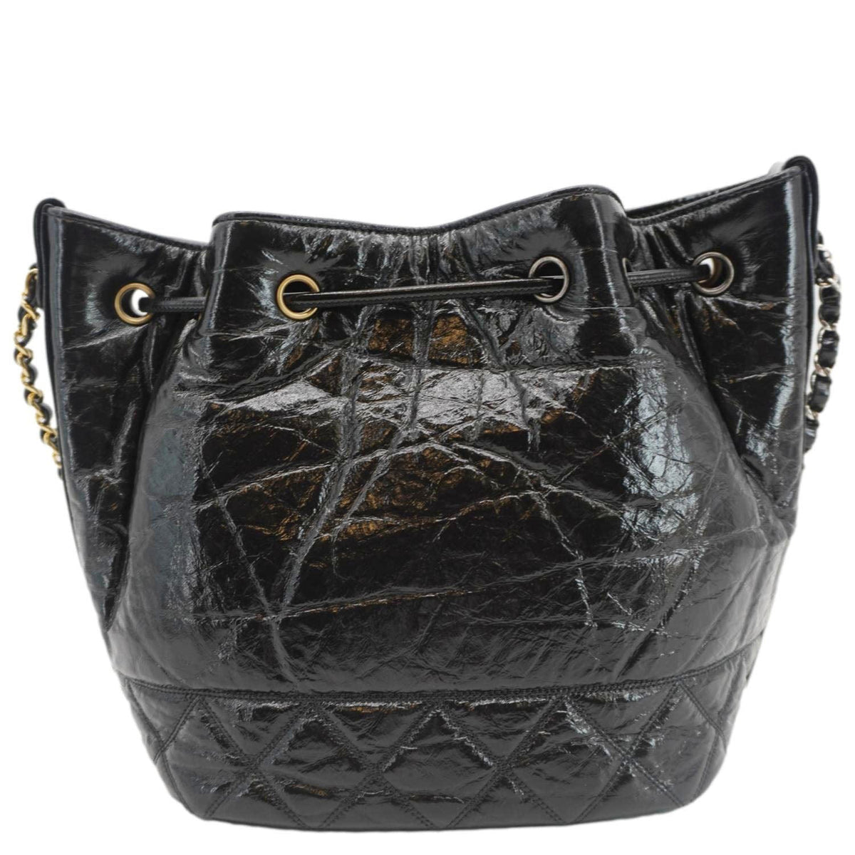 Chanel Bags Chanel Drawstring Shiny Aged Calfskin Chain Shoulder Bag Black Premium Designer Shoulder Bag