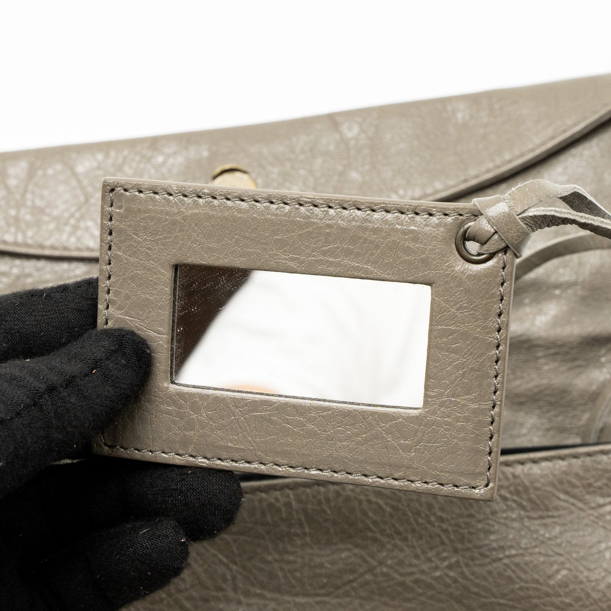 Side view of Balenciaga handbag Grey premium designer bag