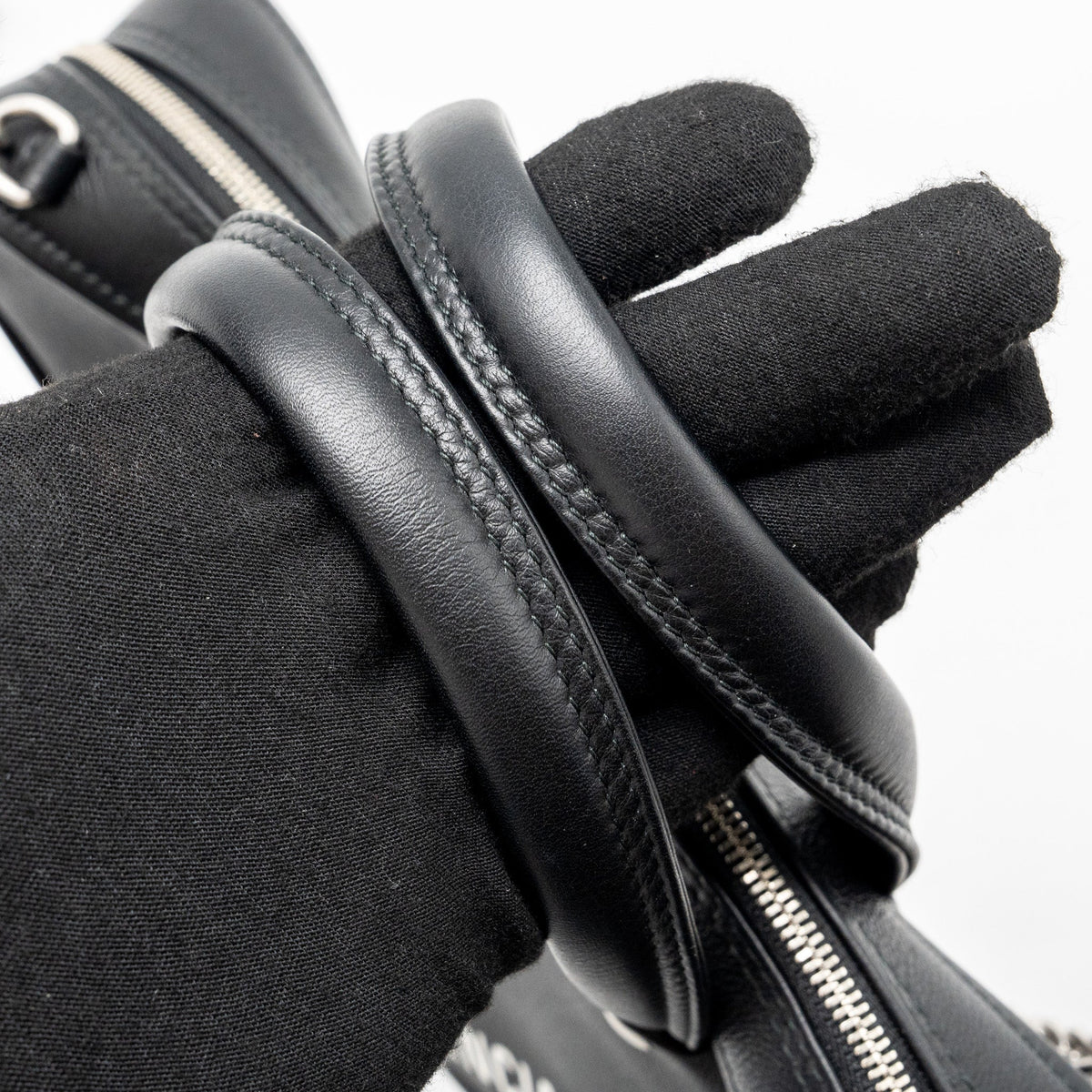Side view of Balenciaga handbag Black premium designer bag
