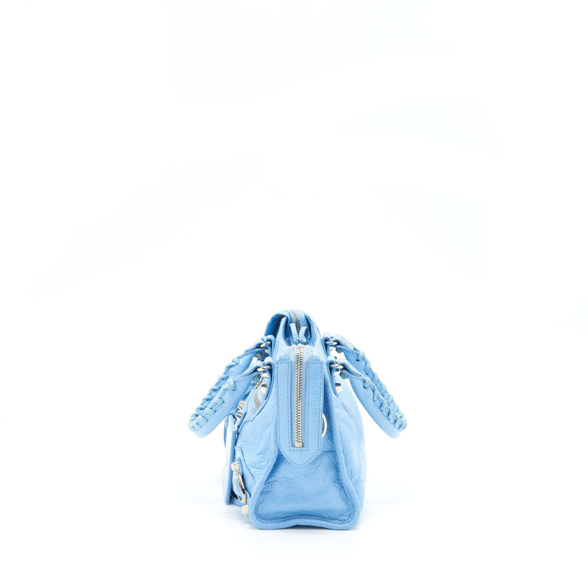 Side view of Balenciaga handbag Blue premium designer bag