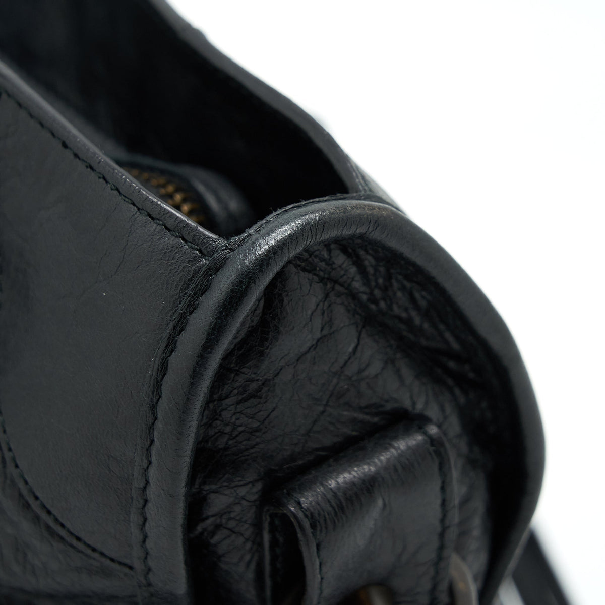 Side view of Balenciaga handbag Black premium designer bag