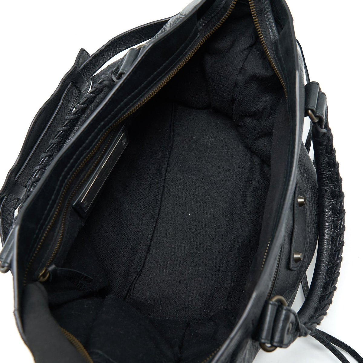 Balenciaga authentic luxury handbag Black leather craftsmanship