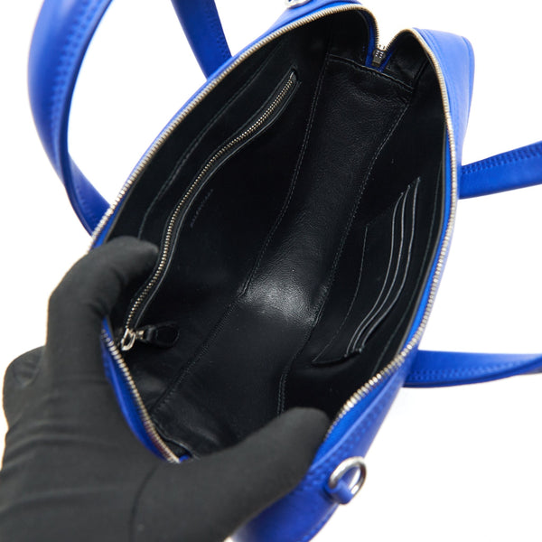 Balenciaga authentic luxury handbag Blue leather craftsmanship