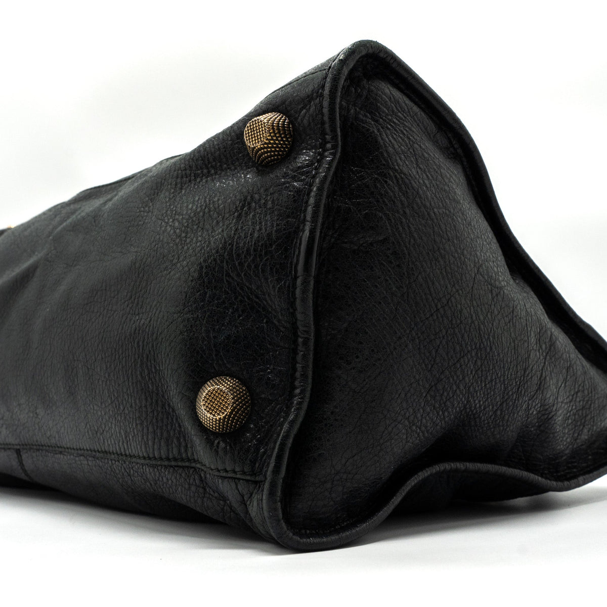 Side view of Balenciaga handbag Black premium designer bag