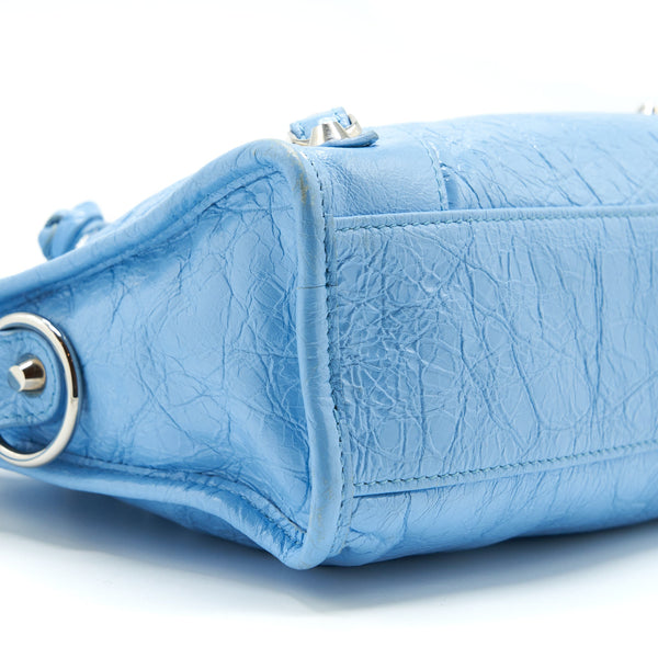 Side view of Balenciaga handbag Blue premium designer bag