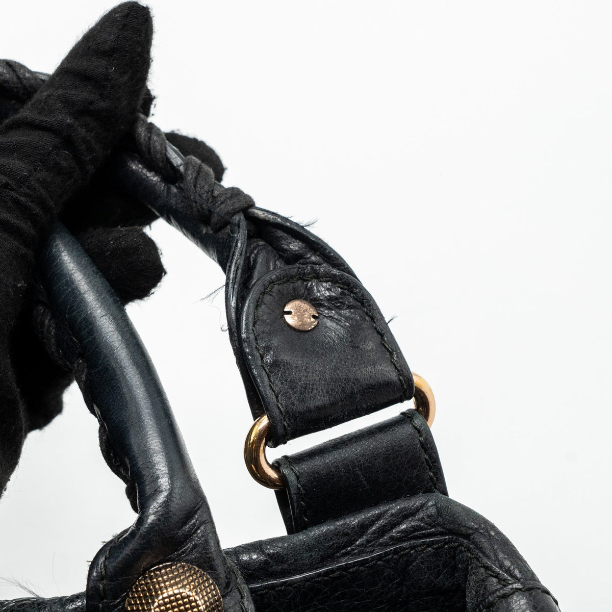 Balenciaga authentic luxury handbag Black leather craftsmanship