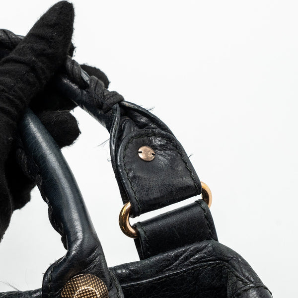 Balenciaga authentic luxury handbag Black leather craftsmanship