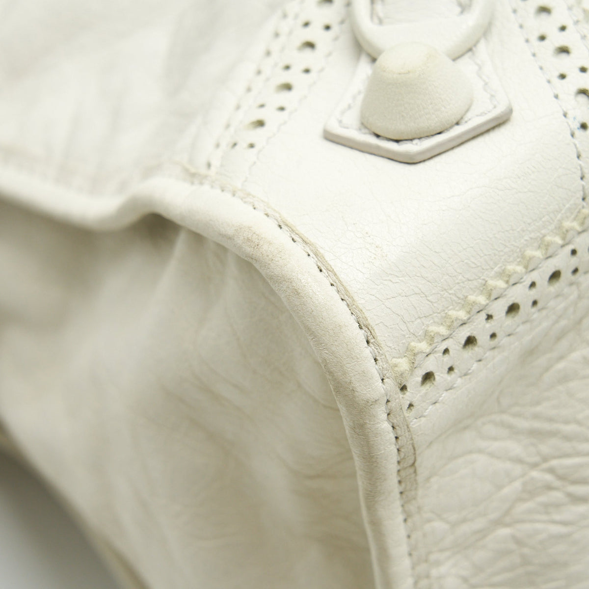 Side view of Balenciaga handbag White premium designer bag
