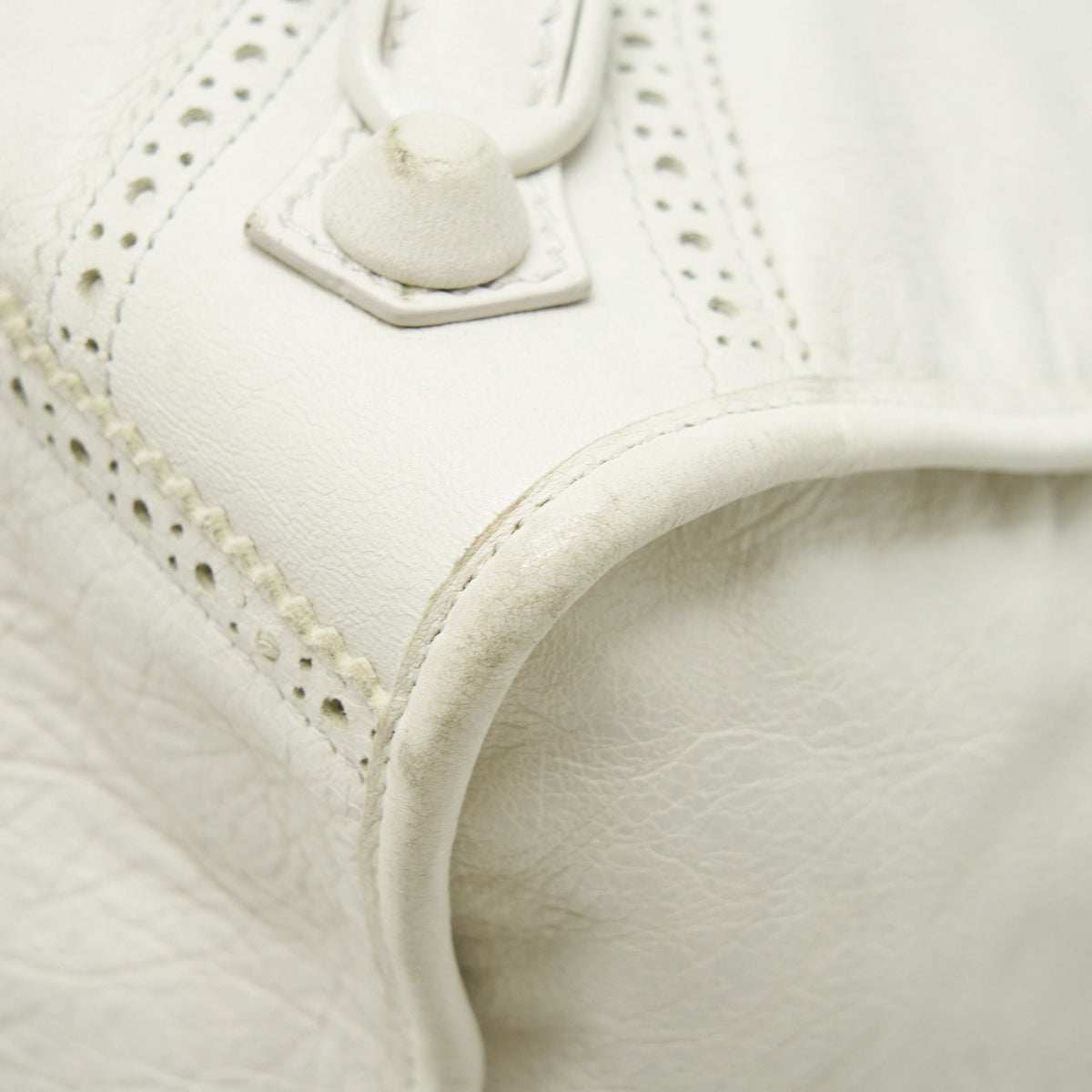 Balenciaga authentic luxury handbag White leather craftsmanship