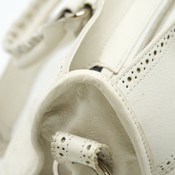Side view of Balenciaga handbag White premium designer bag