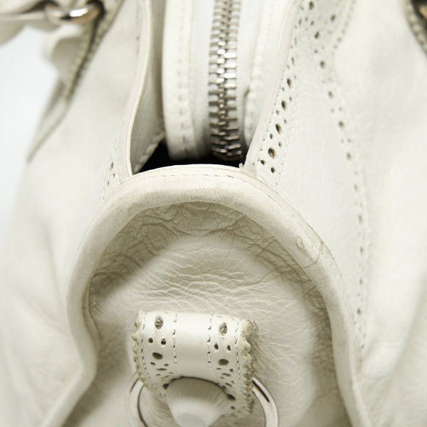 Balenciaga authentic luxury handbag White leather craftsmanship