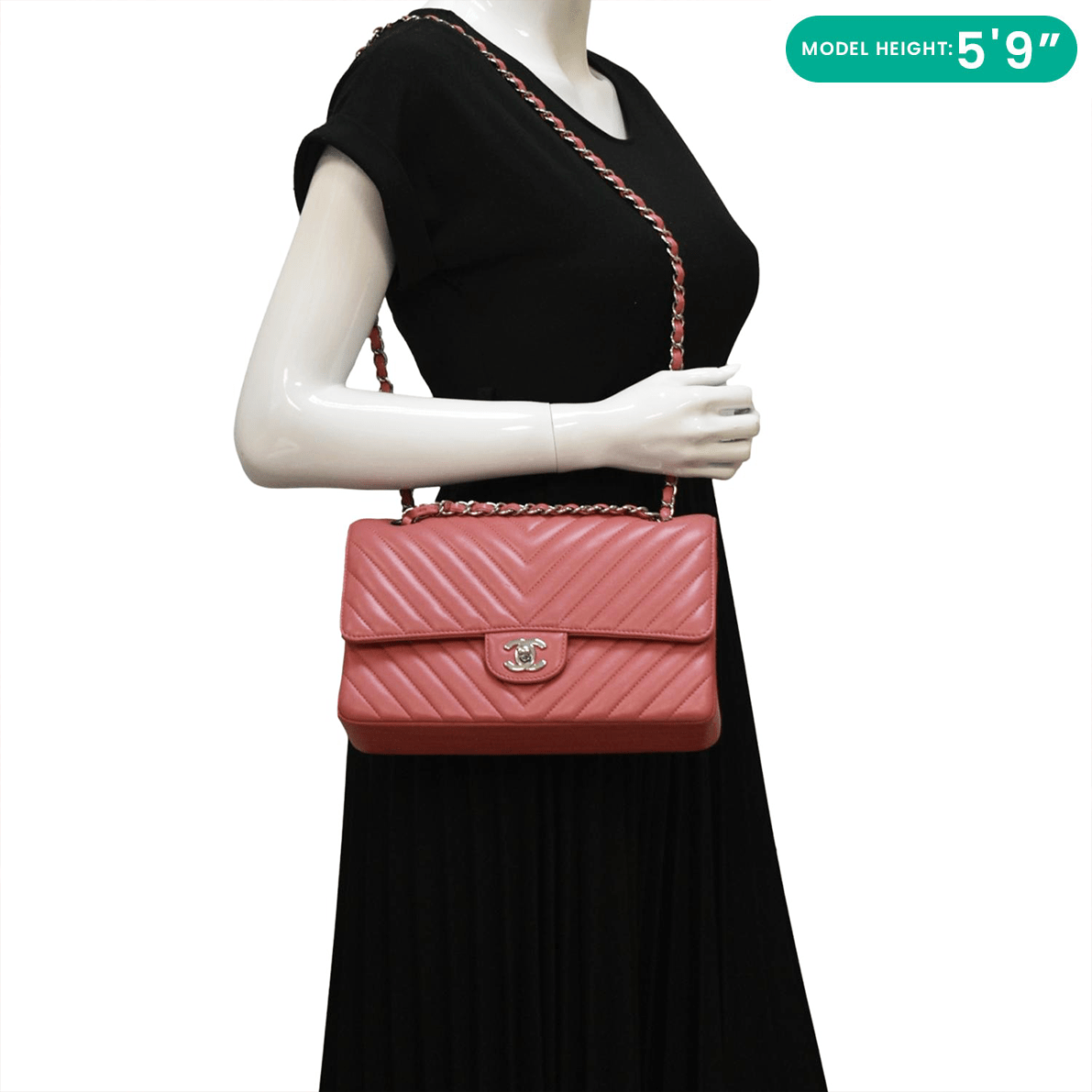 Chanel Bags Chanel Classic Double Flap Medium Chevron Leather Shoulder Bag Peach Elegant Everyday Designer Handbag