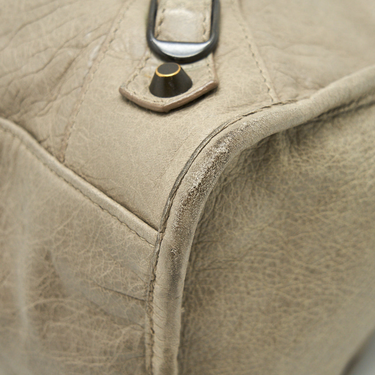 Side view of Balenciaga handbag Grey premium designer bag