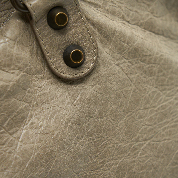 Balenciaga authentic luxury handbag Grey leather craftsmanship