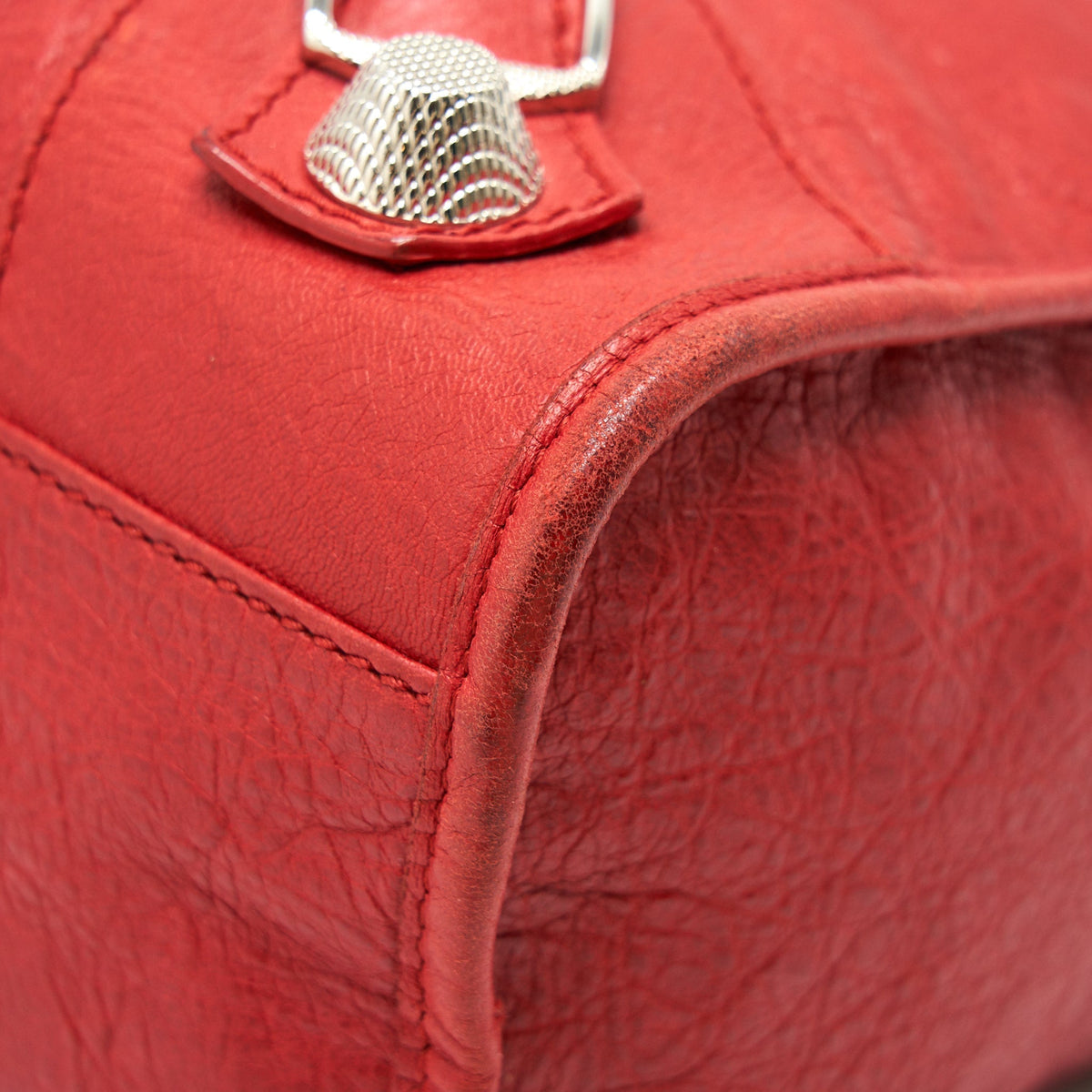 Side view of Balenciaga handbag Red premium designer bag