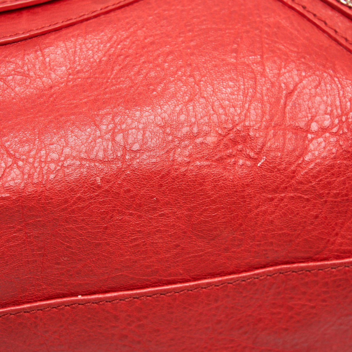 Side view of Balenciaga handbag Red premium designer bag