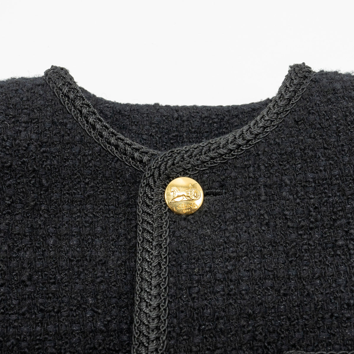 Celine Jackets? Celine Size 34 Chasseur Jacket Tweed Black Premium Casual Designer Jacket