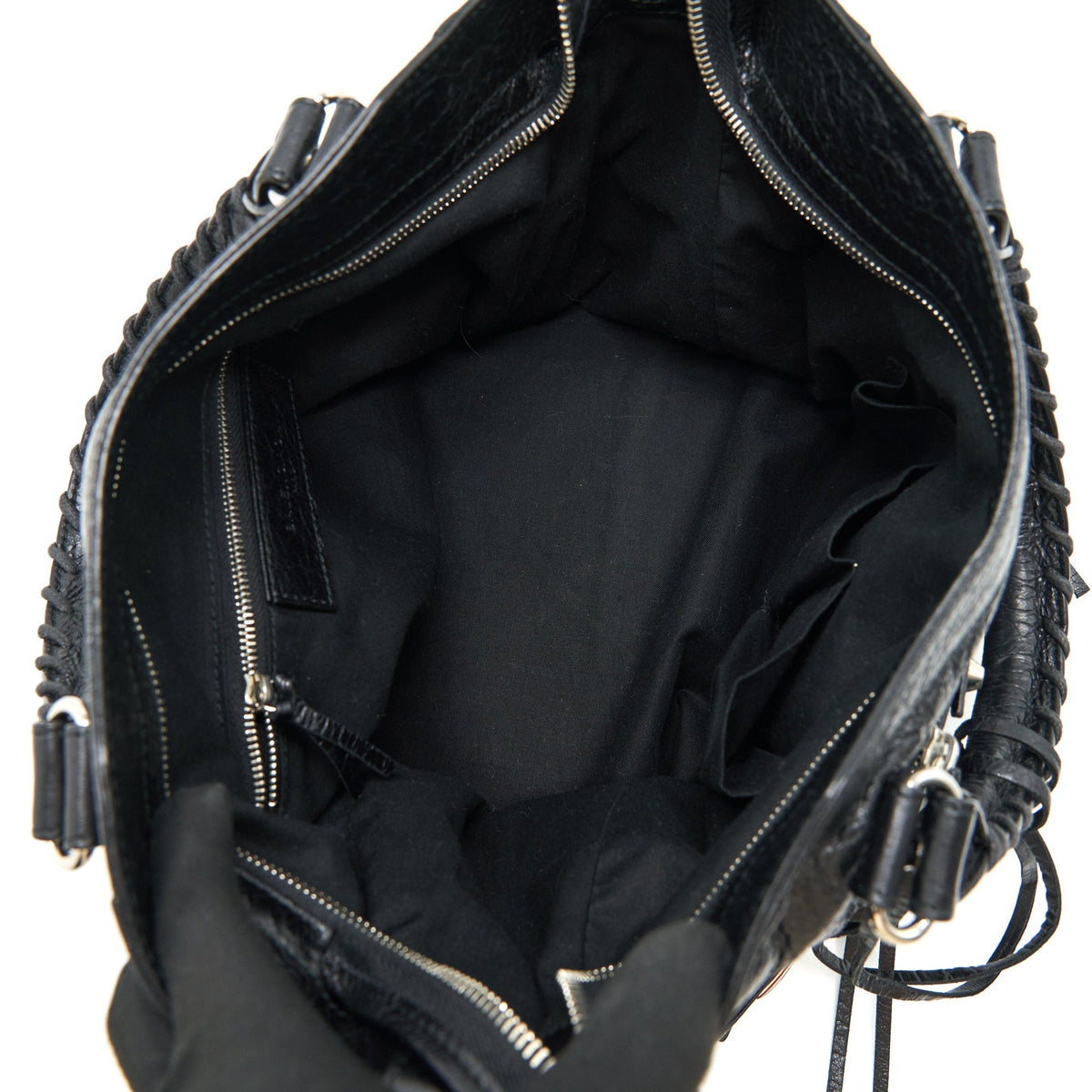 Balenciaga authentic luxury handbag Black leather craftsmanship