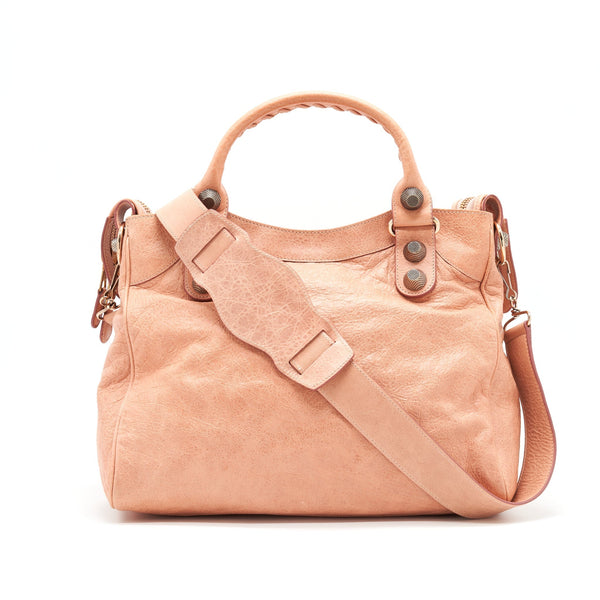Balenciaga authentic luxury handbag Pink leather craftsmanship