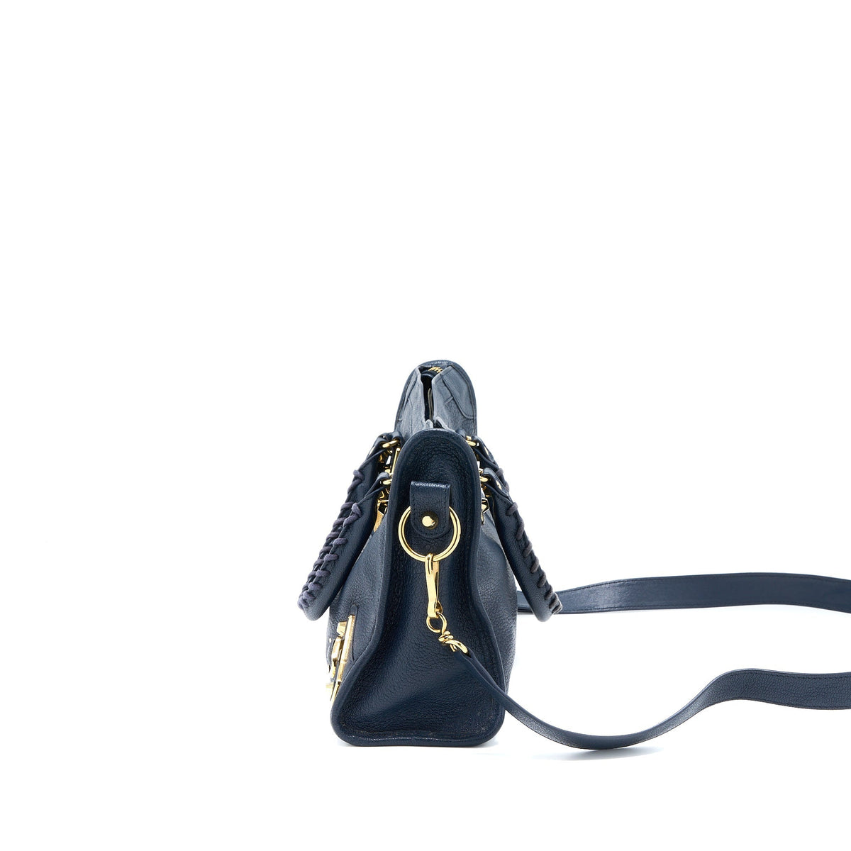 Balenciaga authentic luxury handbag Navy leather craftsmanship