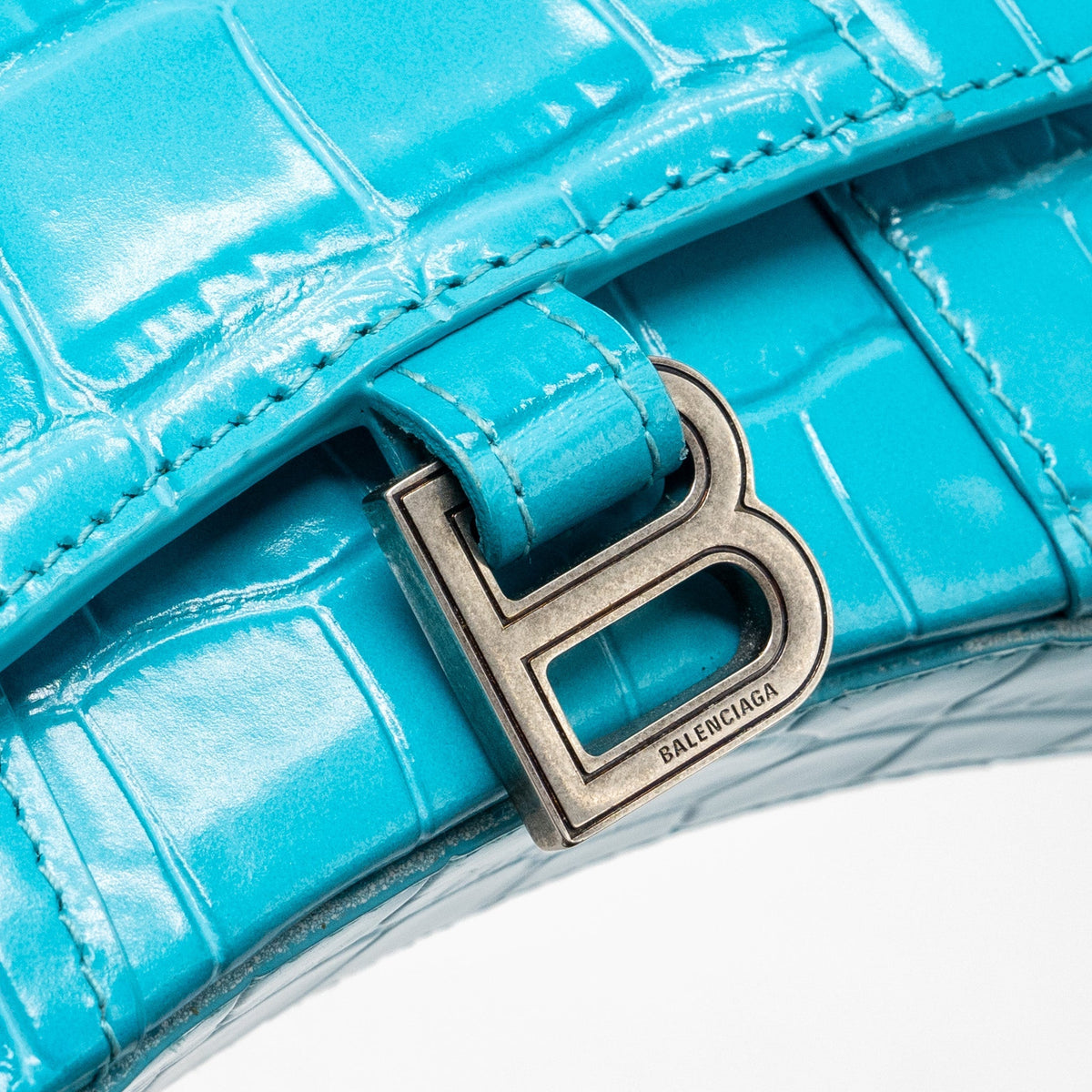 Side view of Balenciaga handbag Blue premium designer bag