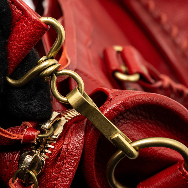Balenciaga authentic luxury handbag Red leather craftsmanship