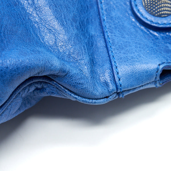 Side view of Balenciaga handbag Blue premium designer bag