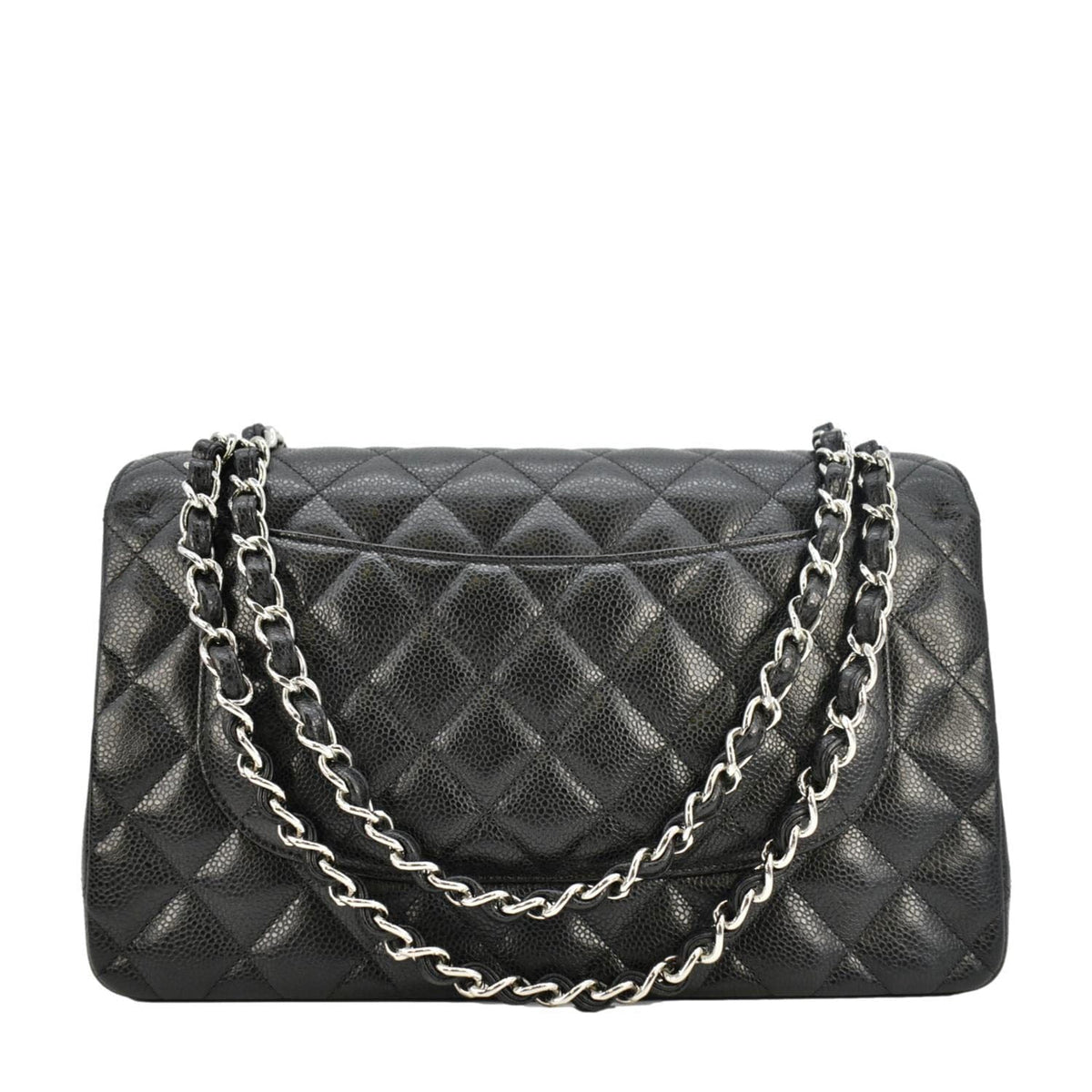 Chanel Bags? Chanel Jumbo Classic Double Flap Quilted Caviar Leather Shoulder Bag Black Luxury Designer Leather Handbag