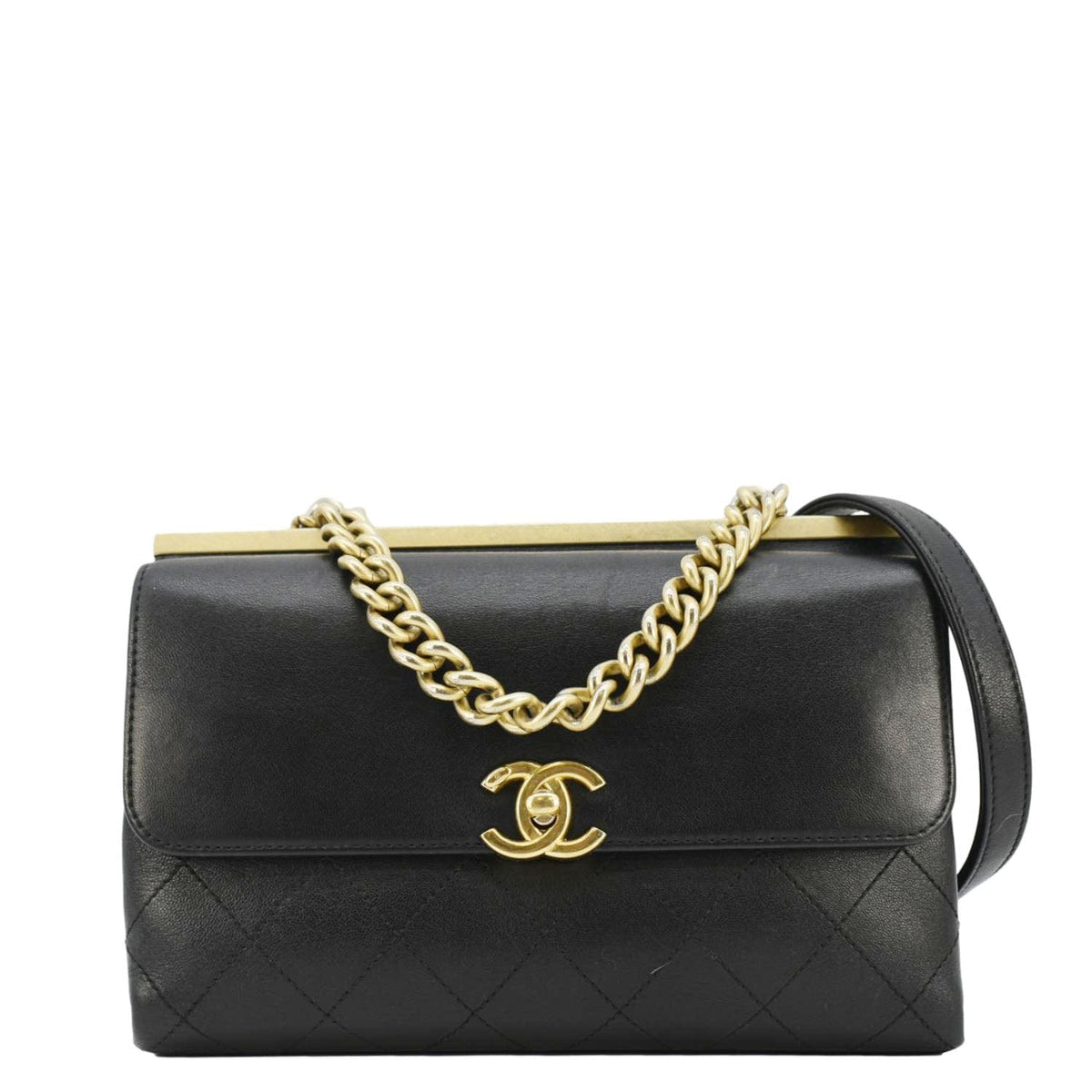 Chanel Bags Chanel Coco Luxe Stitched Leather Chain Crossbody Bag Black Luxury Designer Leather Handbag