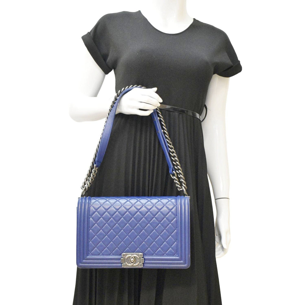 Chanel Bags Chanel Boy Flap Calf Leather Crossbody Bag Blue Elegant Everyday Designer Handbag