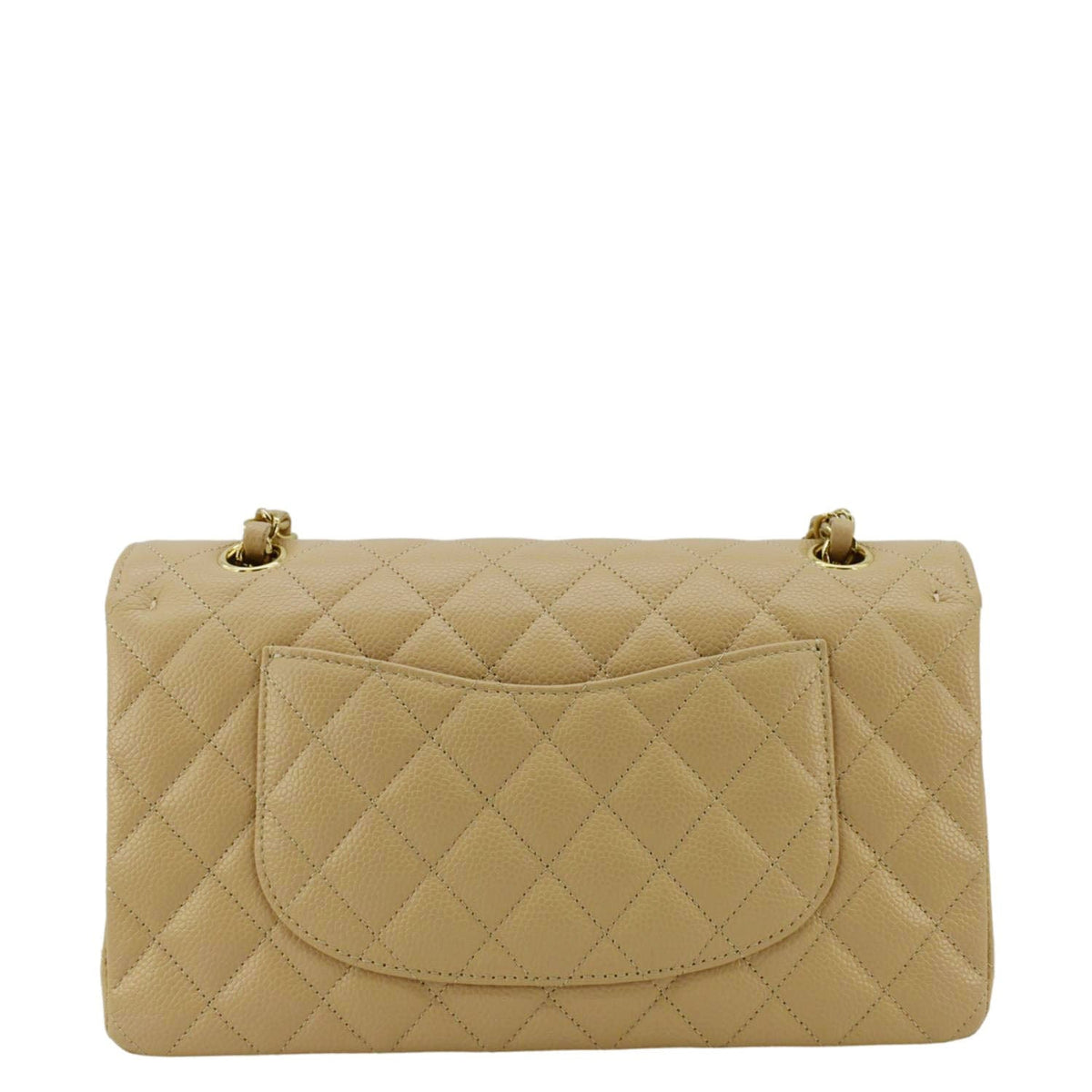 Chanel Bags Chanel Double Flap Medium Quilted Caviar Leather Shoulder Bag Cream Elegant Everyday Designer Handbag