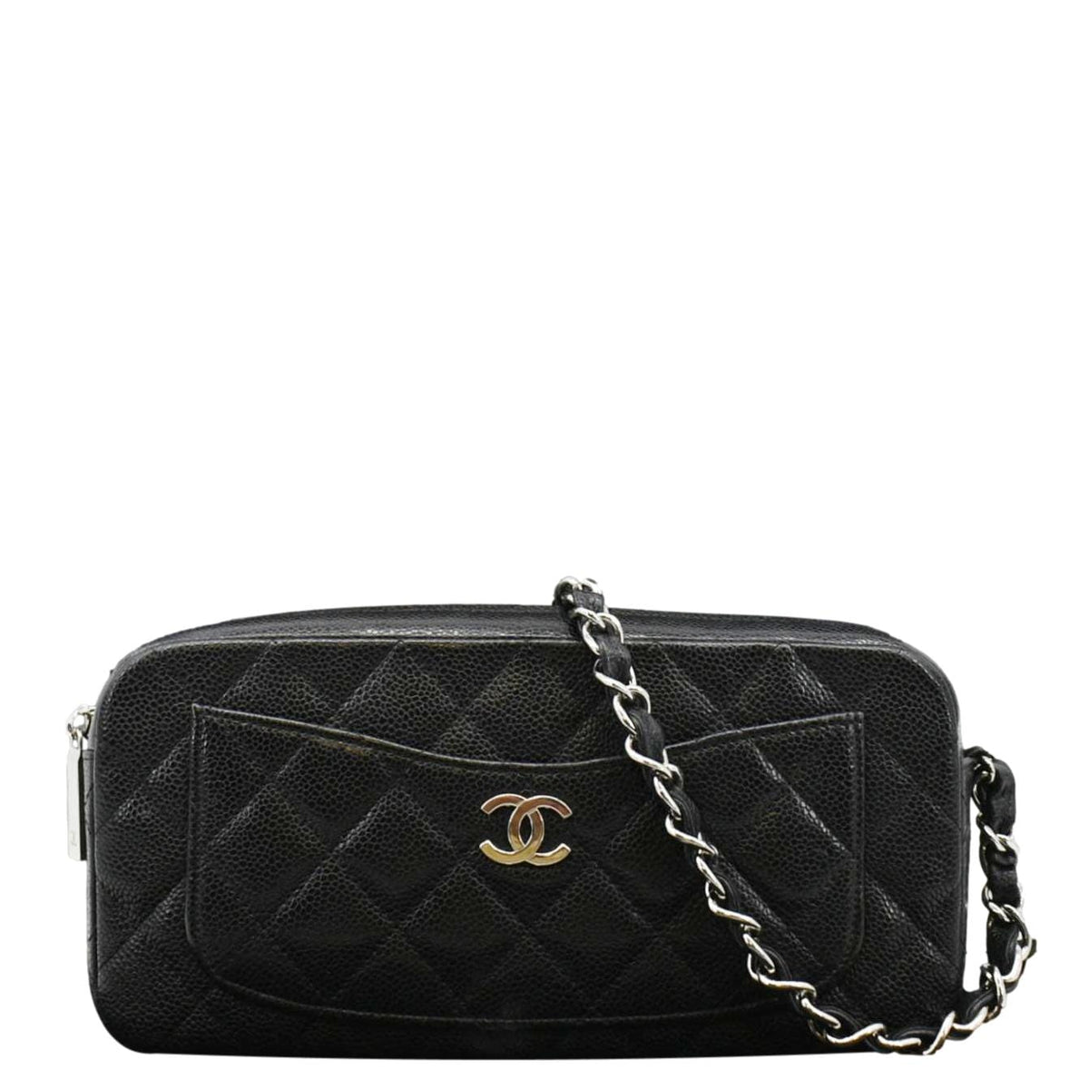 Chanel Bags Chanel Front Pocket Quilted Caviar Leather Chain Shoulder Bag Black Luxury Designer Leather Handbag