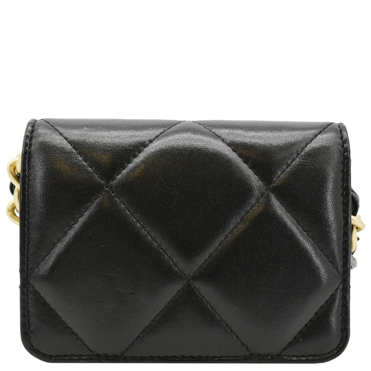 Chanel Wallets? Chanel 19 Flap Coin Purse Quilted Leather Chain Shoulder Bag Black Elegant Everyday Leather Wallet
