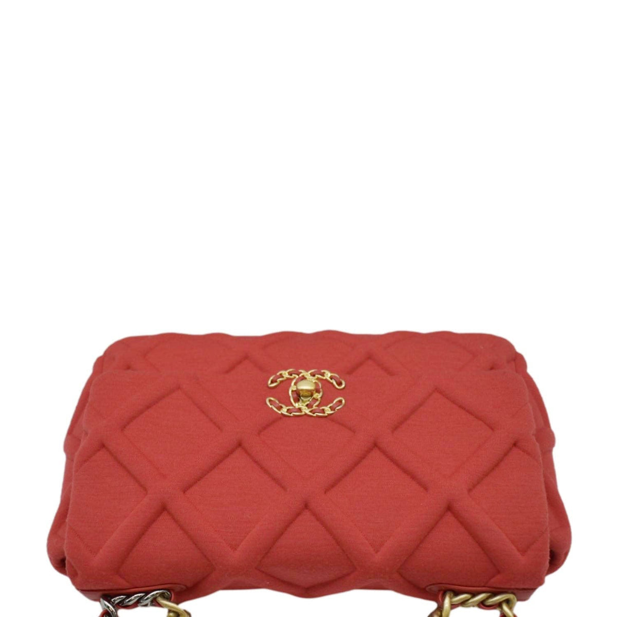 Chanel Bags Chanel 19 Flap Quitled Jersey Lambskin Shoulder Bag Red Elegant Everyday Designer Handbag
