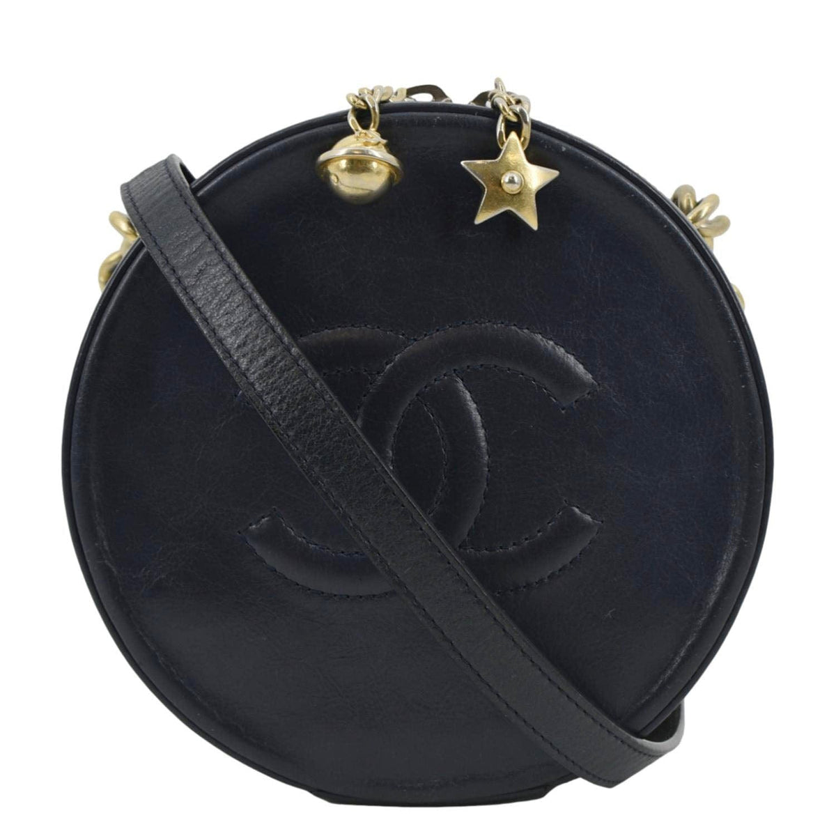 Chanel Bags Chanel Glazed Round As Earth Leather Evening Crossbody Bag Navy Blue Luxury Designer Leather Handbag