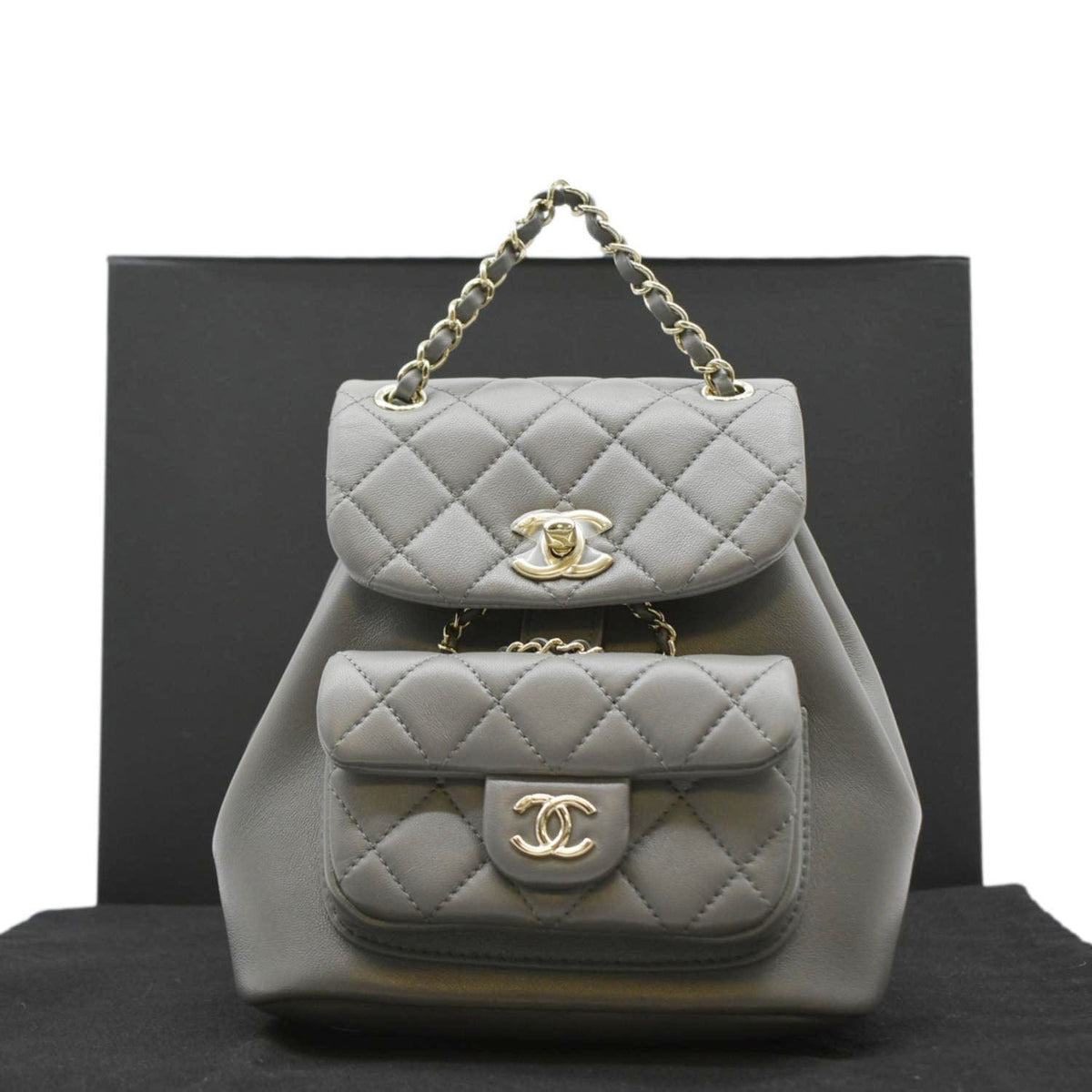 Chanel Bags Chanel Duma Small Quilted Leather Backpack Bag Grey Luxury Designer Leather Handbag