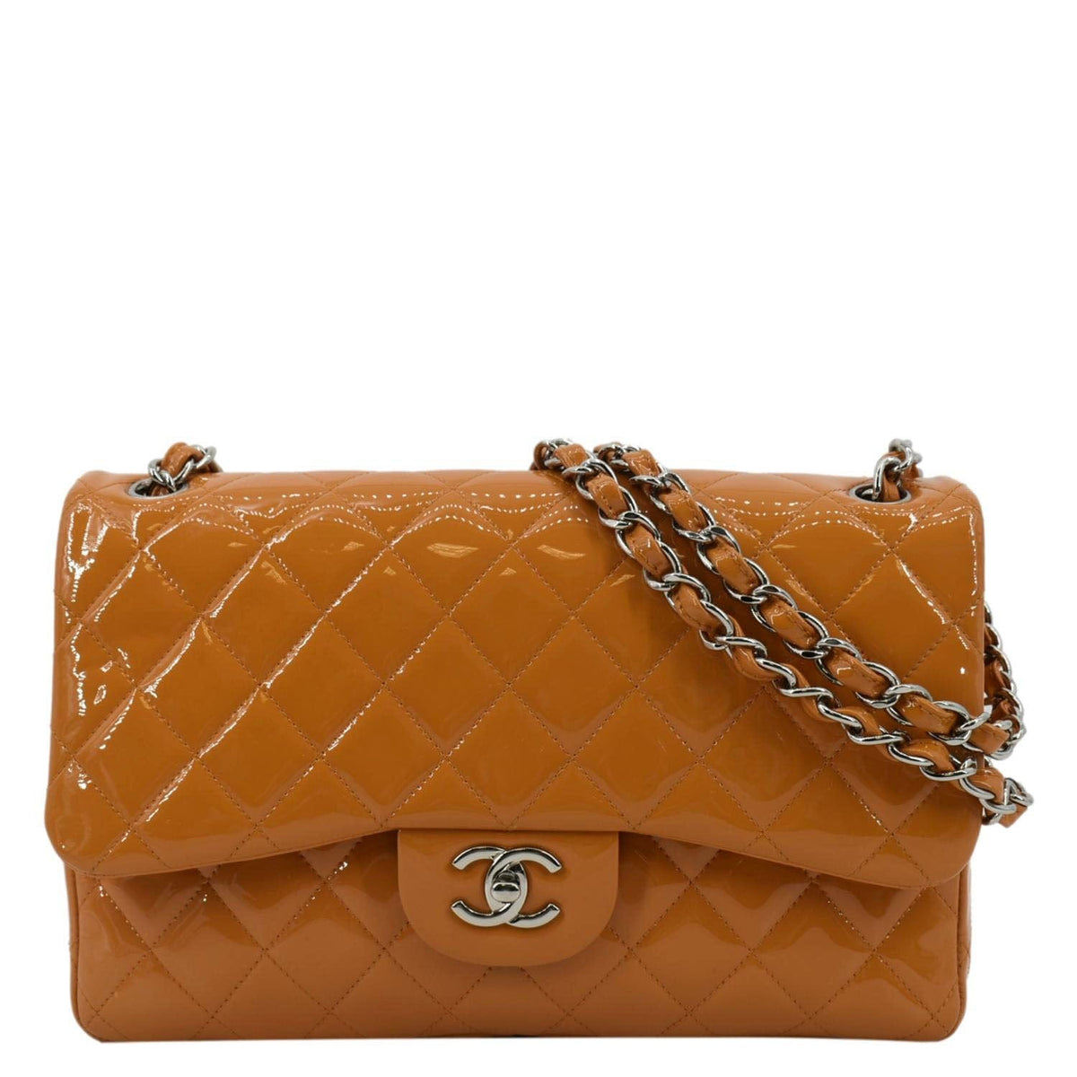 Chanel Bags Chanel Classic Jumbo Double Flap Quilted Leather Shoulder Bag Orange Premium Designer Shoulder Bag
