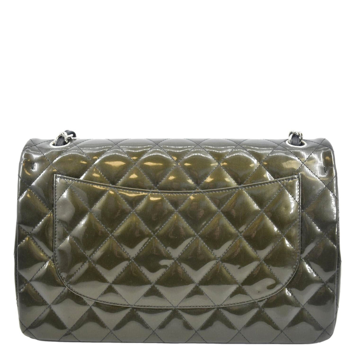 Chanel Bags? Chanel Jumbo Flap Striated Quilted Patent Leather Shoulder Bag Green Elegant Everyday Designer Handbag