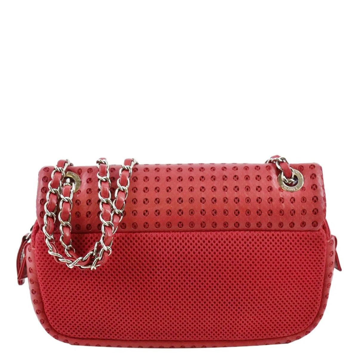 Chanel Bags Chanel Flap Perforated Leather Shoulder Bag Red Luxury Designer Leather Handbag