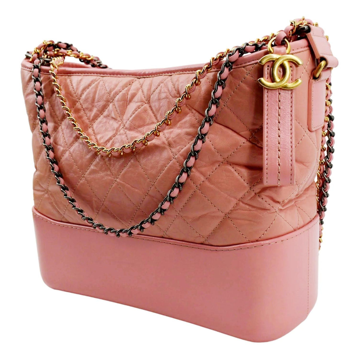 Chanel Bags Chanel Gabrielle Medium Aged Calfskin Leather Shoulder Bag Pink Premium Designer Shoulder Bag