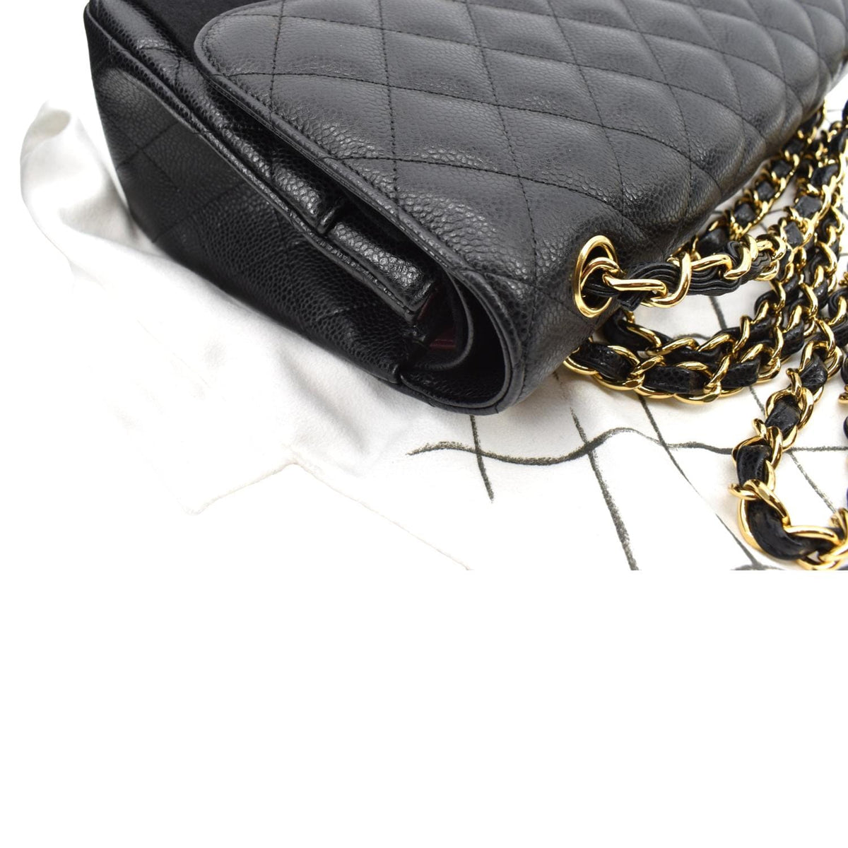 Chanel Bags? Chanel Jumbo Double Flap Caviar Leather Shoulder Bag Black Elegant Everyday Designer Handbag