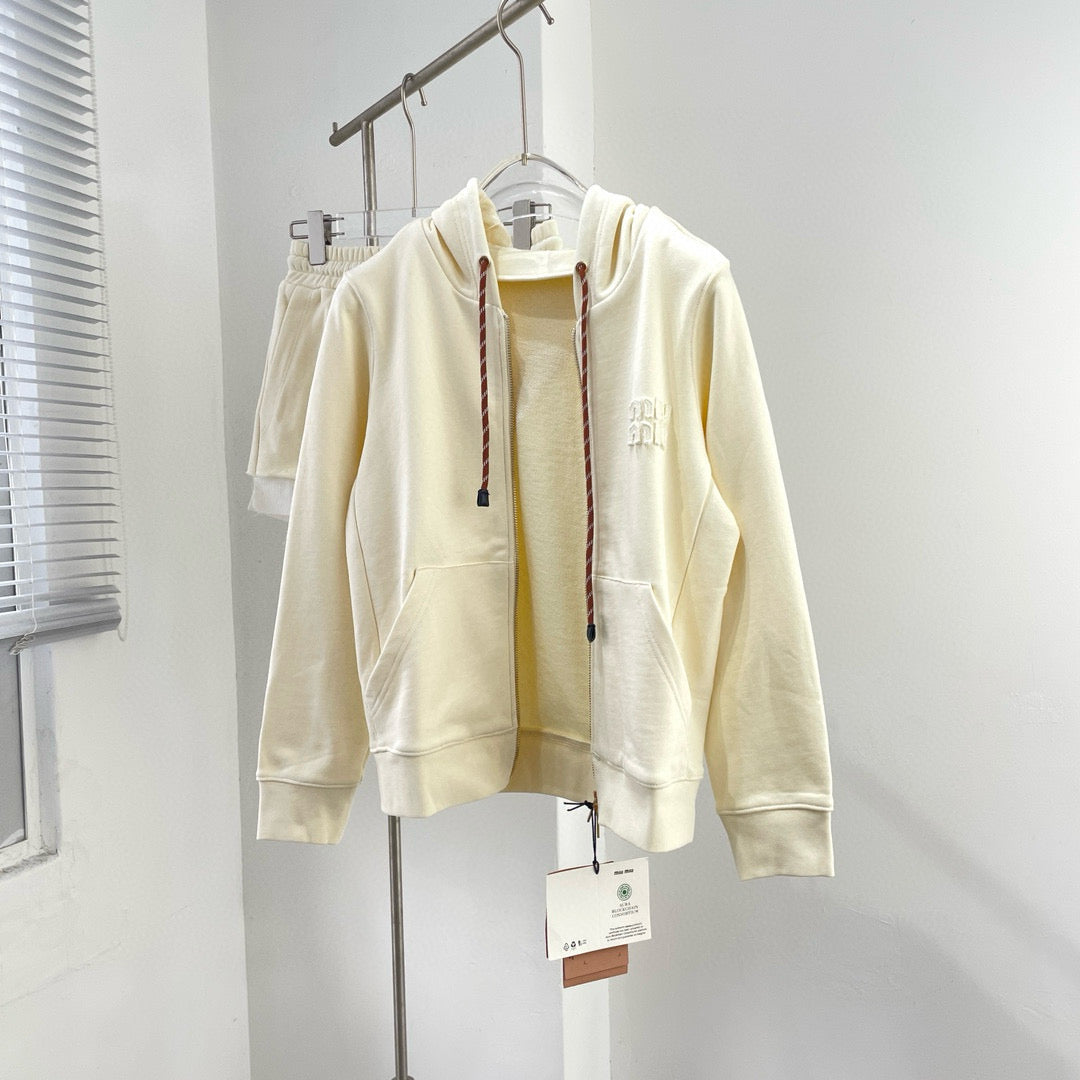 Hoodies- Miu M Zip Hoodie Comfortable Luxury Streetwear Hoodie