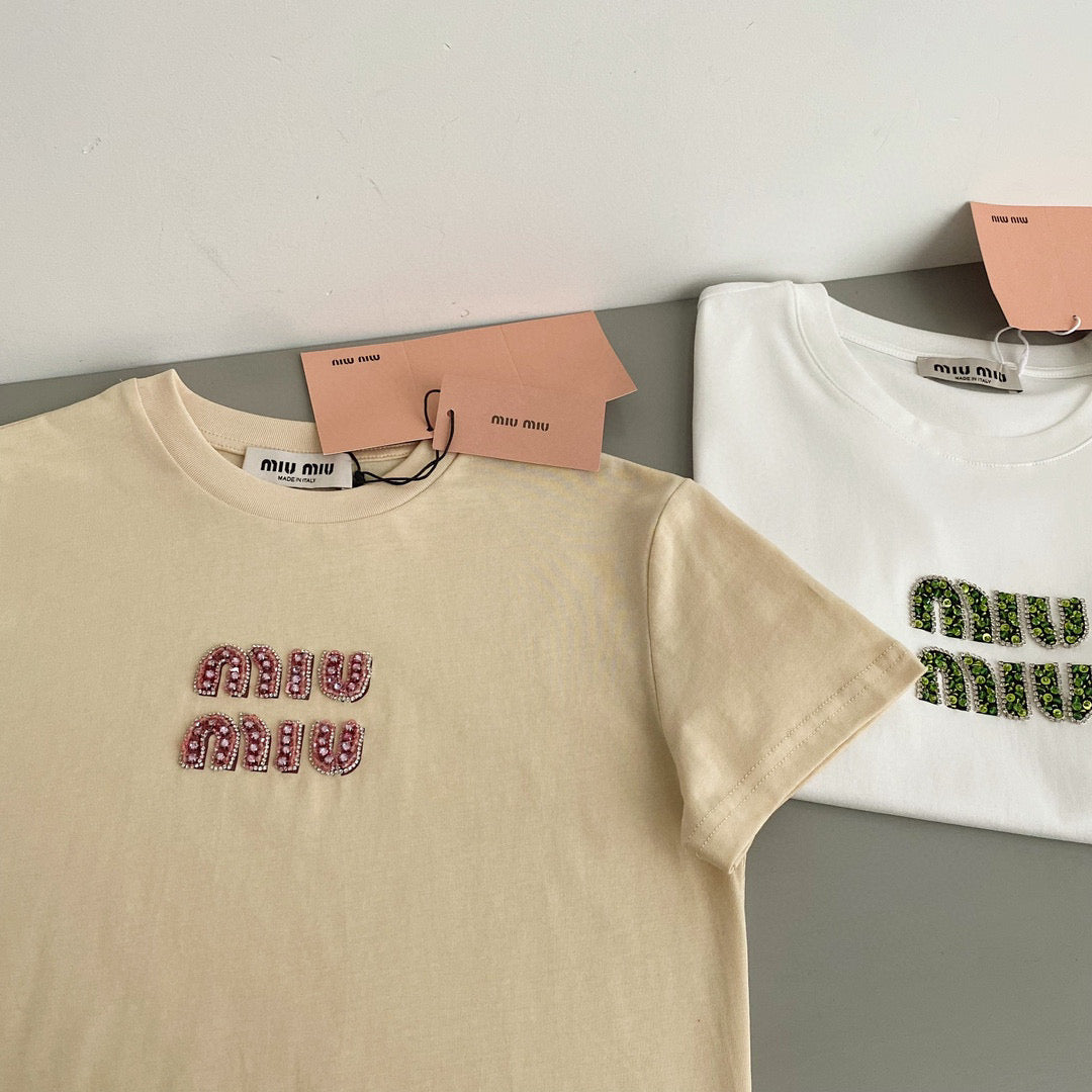 T-Shirts- Miu M T-shirt Premium Designer Cotton T-Shirt