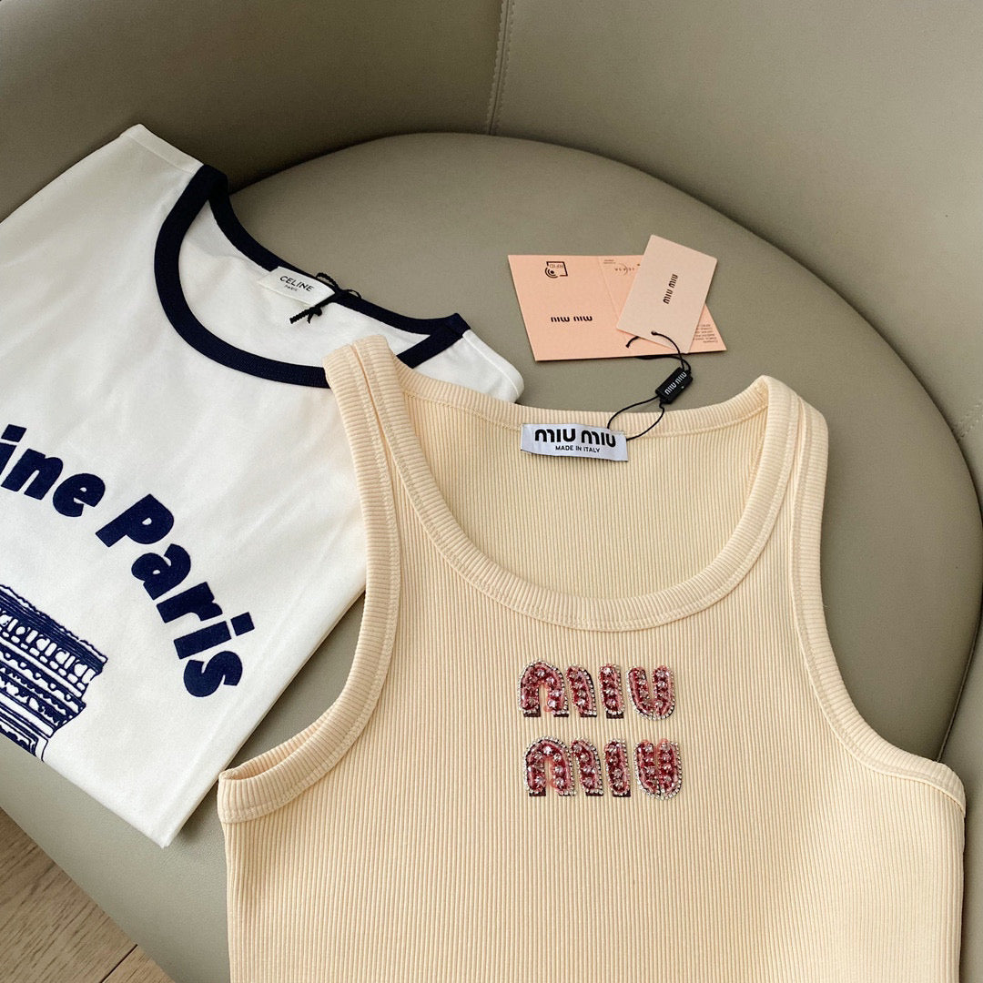 Tops- Miu M Tank Top Premium Designer Casual Top
