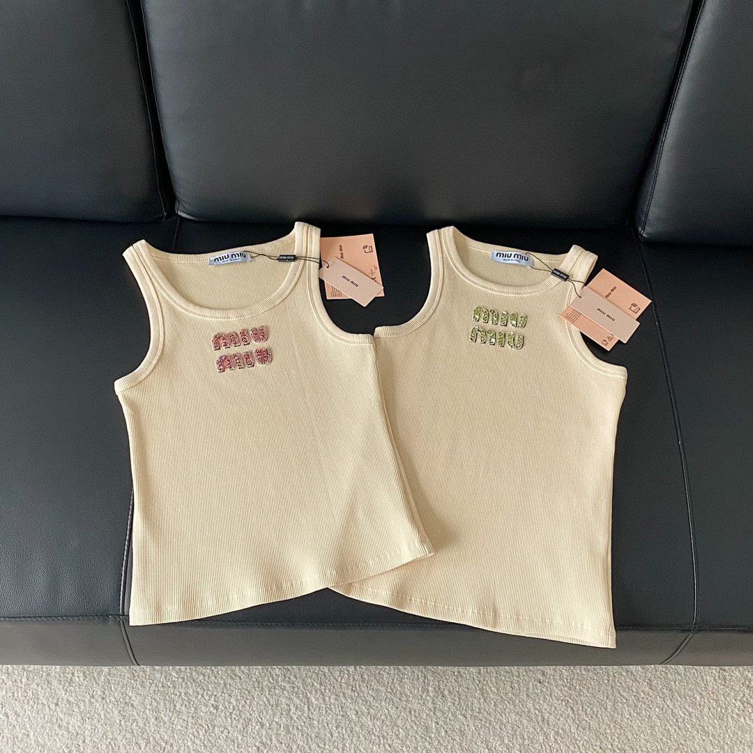 Tops- Miu M Tank Top Premium Designer Casual Top