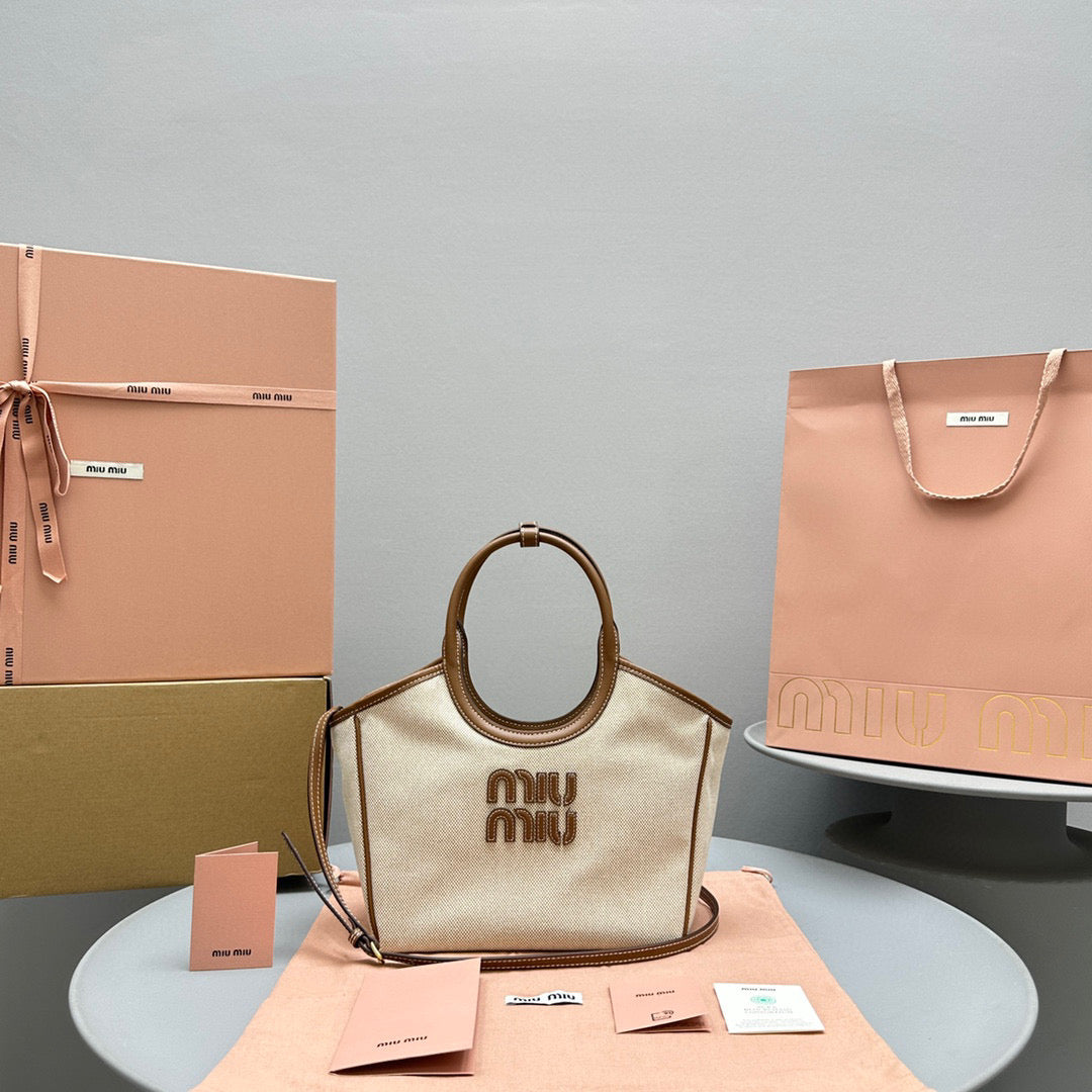 Bags- Miu M Ivy Cannete Bag Luxury Designer Leather Handbag
