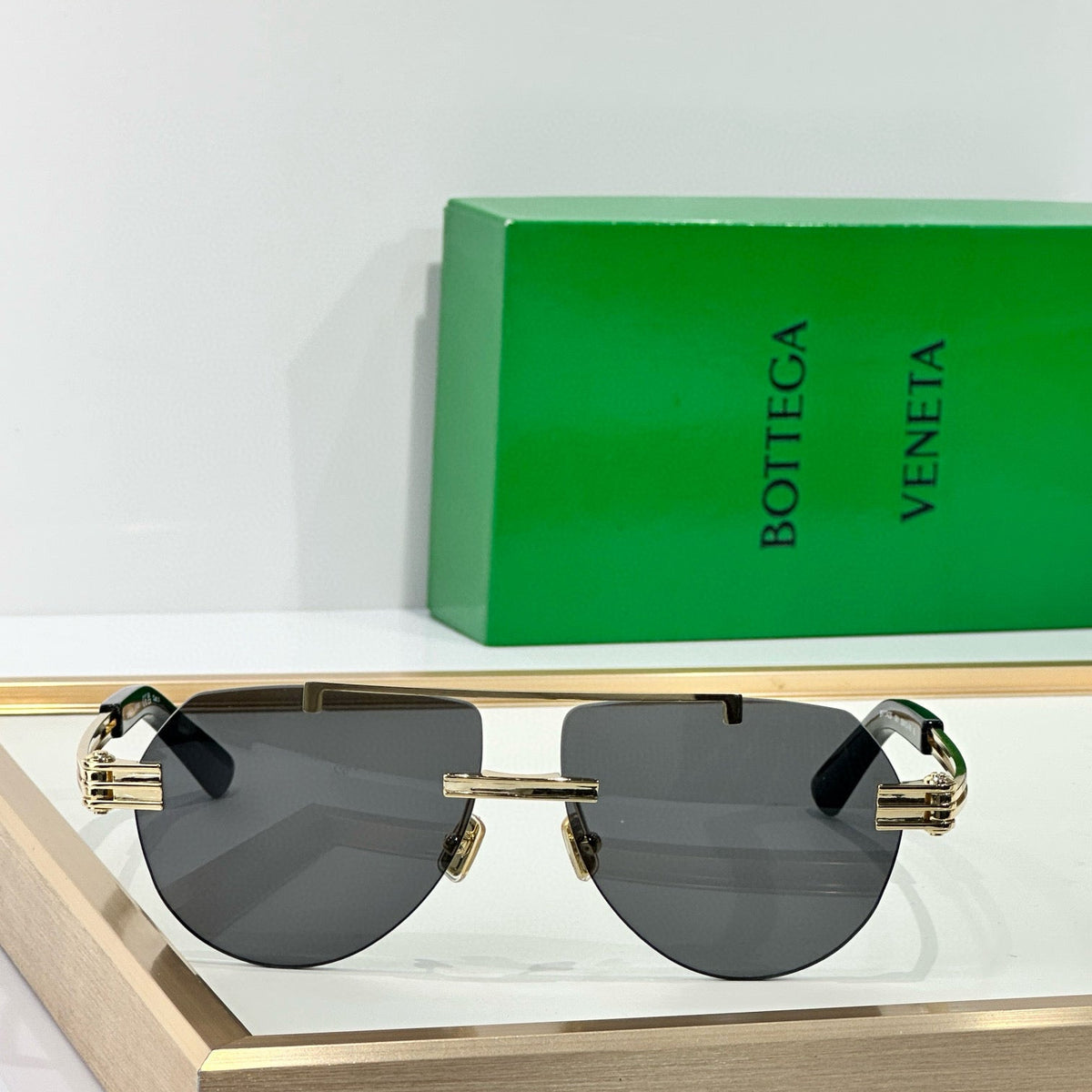 Bottega Veneta Sunglasses detail shot – authentic designer craftsmanship