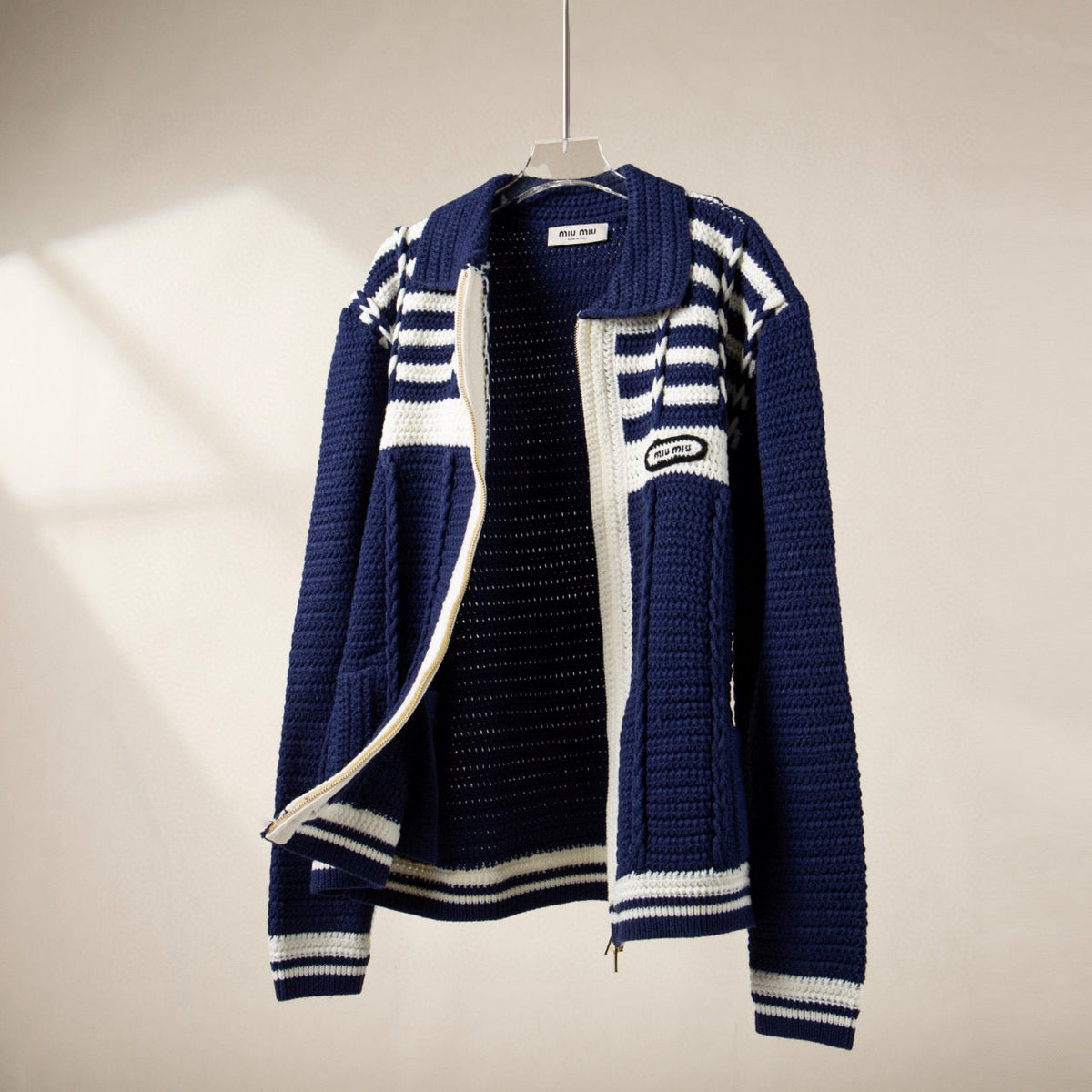 Sweaters- Miu M Zip Cardigan Premium Casual Designer Knitwear