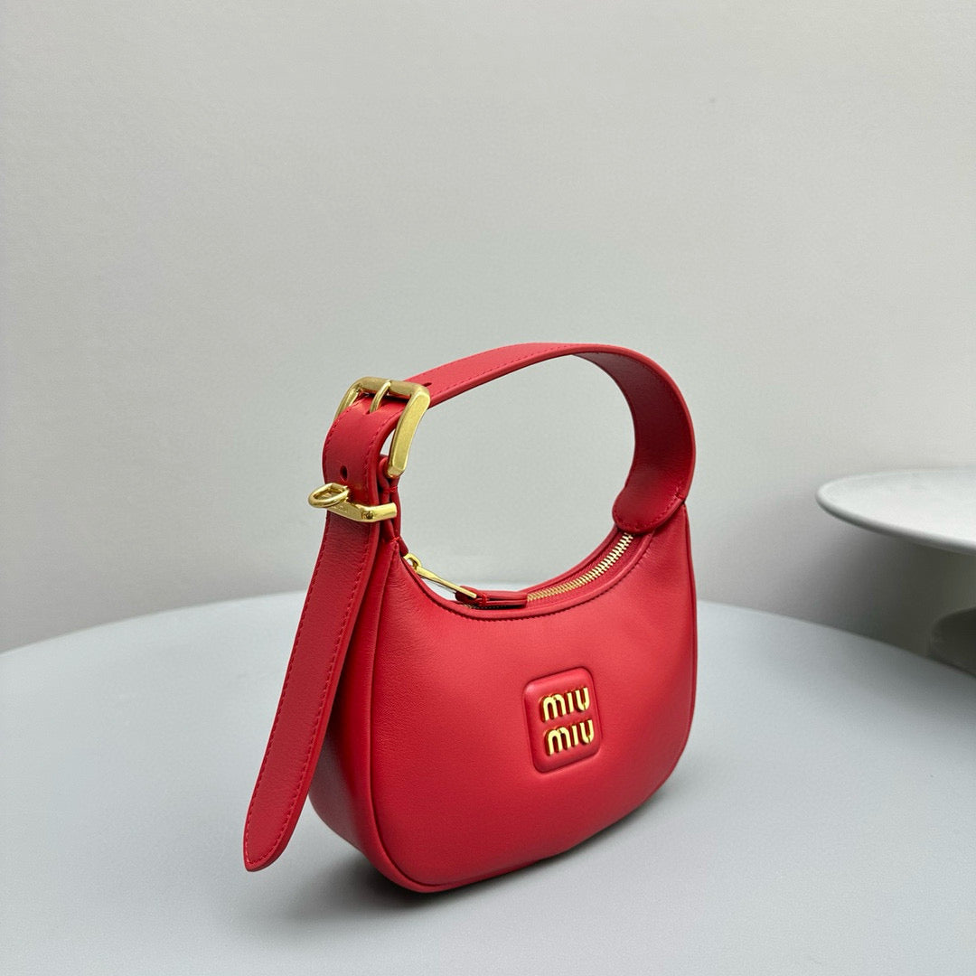 Bags- Miu M Leather Hobo Bag Luxury Designer Leather Handbag